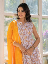 Adah Hand Block Cotton Anarkali Suit Set