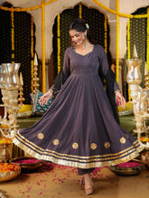 Gray Gota Work Anarkali Suit Set