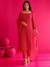 Diya Hot Pink Embroidered Straight Suit Set