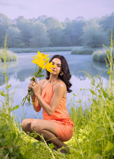 Peachy Coral Pure Cotton Dress