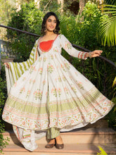 Sampada White Printed Anarkali Suit Set