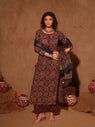 Black Ajrakh Hand Block Print Cotton Kurta Set