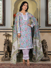Asheera Blue Floral Handblock Suit Set