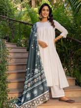 Asheera White Mul Cotton Anarkali Suit Set
