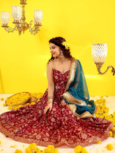 Wine Jacquard Anarkali Suit Set