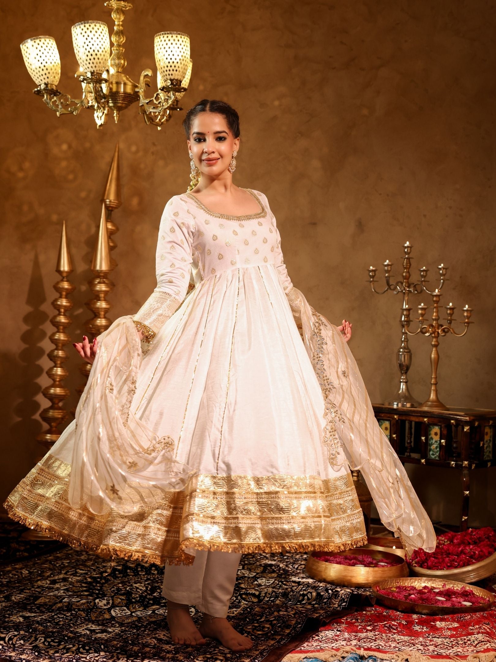 anarkali suit dress Noor-e-Safed Silk Anarkali Suit Set 2XL