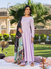 Asheera Lavender Mul Cotton Anarkali Suit Set
