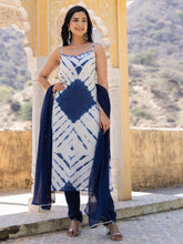 Blue Mirror Work Cotton Suit Set