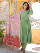 Asheera Green Mul Cotton Anarkali Suit Set