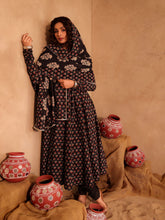 Shambhavi Black Cotton Anarkali Suit Set