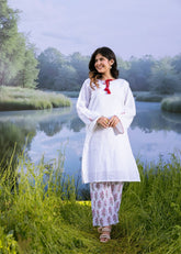 white pure cotton kurta set