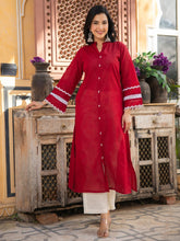 Red Embroidered Kurta Co Ord Set