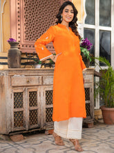 Orange Embroidered Kurta Set