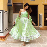 Alia Green Satin Anarkali Suit Set