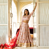 Chahat Satin Printed Gota Work Lehnga Set