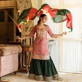 Tara Hand Block Sharara Set With Gota Work