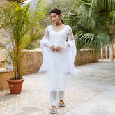 Suhana White Embroidery Suit Set