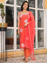 Sahiba Coral Mirror Work Cotton Suit Set