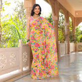 Asheera Yellow Floral Pearl Lace Ready to Wear Saree