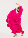Fuchsia - Magenta Cotton Tiered Maxi Dress with Ruffle Detail