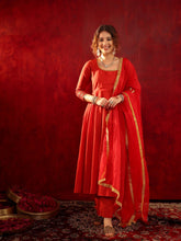 Ruhani Laal Cotton Anarkali Suit Set