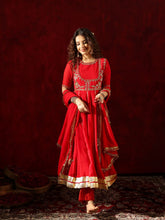 Sindoor Red Zardozi Hand Embroidery Anarkali Suit Set