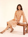 Peach Hakoba Kurta Set with Cutwork Embroidery