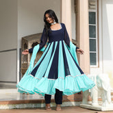 Asheera Blue multicolor Anarkali Suit Set
