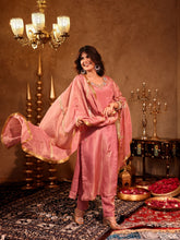 Ihita Pink Silk Hand Embroidery Suit Set