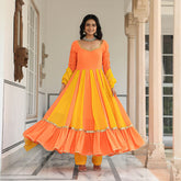 Rangoli Yellow and Orange Gota Work Anarkali suit Set