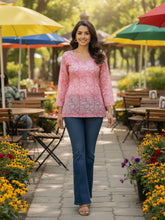Nikita Hand block Pink Kurti