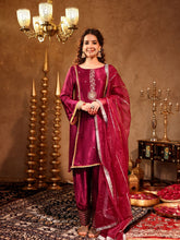 Adweta Violet Silk Zardozi Suit Set