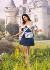 Asheera Blue Tie Dye Top with Short Skirt