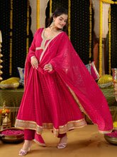 Pink Embroidered Anarkali Suit Set