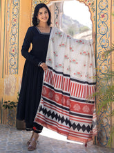 Asheera Black Mul Cotton Anarkali Suit Set