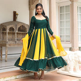 Asheera Yellow and Green Gota Work Anarkali suit Set