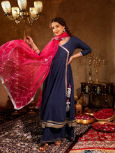 Rajni Blue Cotton Angrakha Suit Set