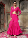 Pink Mirror and Sequins Hand Embroidered Co Ord Set with Jacket