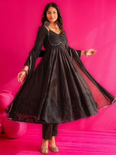 ZOYA Black Hand Sequin Embroidered Anarkali Suit Set