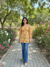 Yellow Hand block Print Kurti