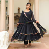 Asheera Black Georgette Anarkali Suit Set
