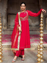 Red Aari Heavy Hand Embroidered Anarkali Suit Set