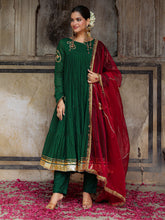 Green Chanderi Gota Work Anarkali Suit Set