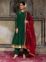 Green Chanderi Gota Work Anarkali Suit Set