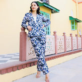 Asheera Dark Blue Floral Blazer Set