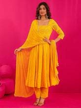 Kayrah Yellow Cotton Anarkali Suit Set