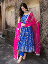 Raahi Blue Dola Silk Jacquard Anarkali Set