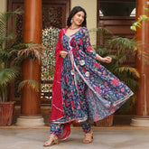 Asheera Farah Blue Floral and Gota Work Anarkali suit Set