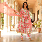 Asheera White Floral Gota Work Anarkali Suit Set