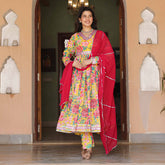 Asheera Yellow floral Gota Work Anarkali Suit Set